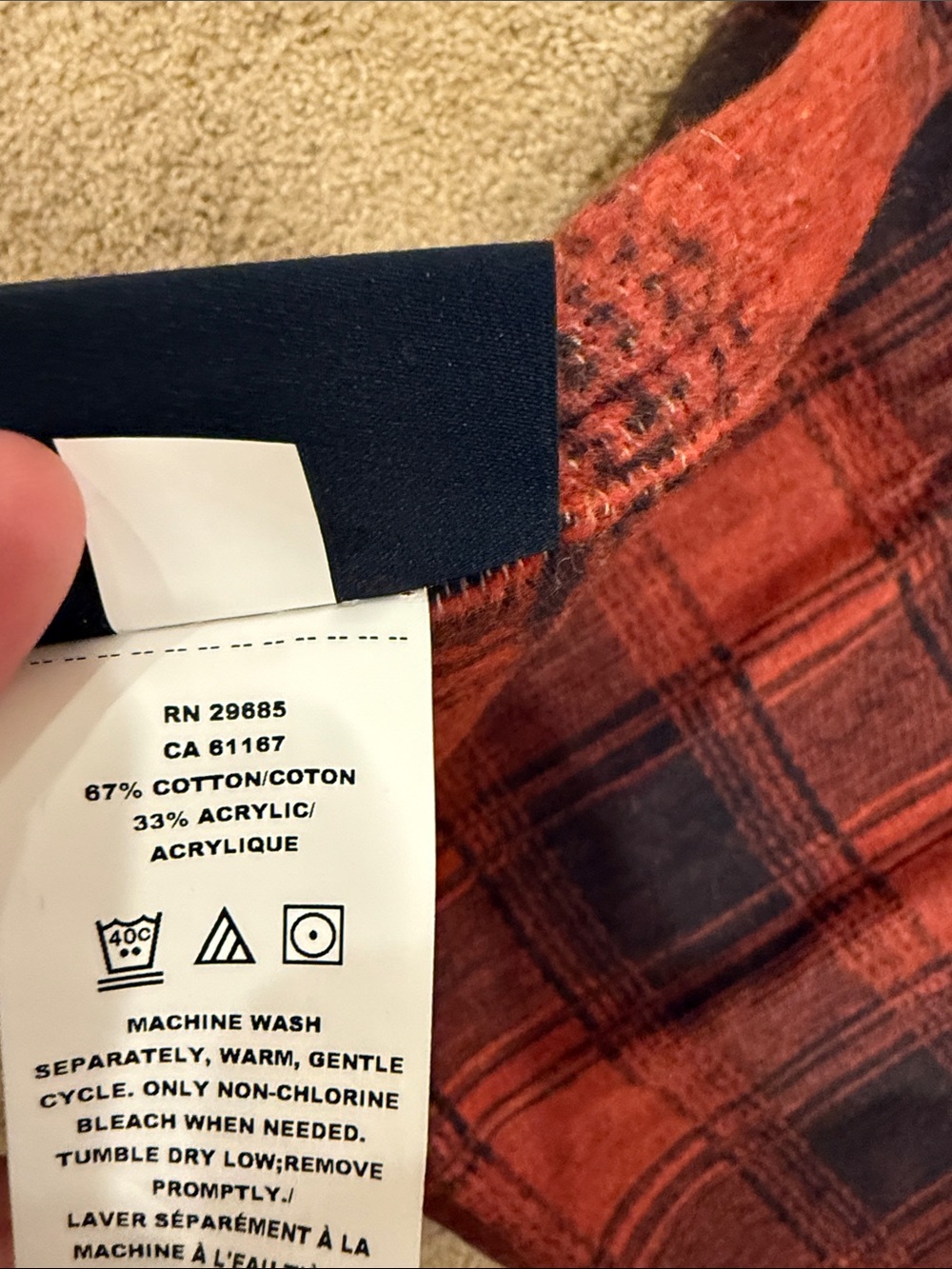 Patterned Wool Blanket Throw in Rust, Black & Cream - Picture 5 of 10